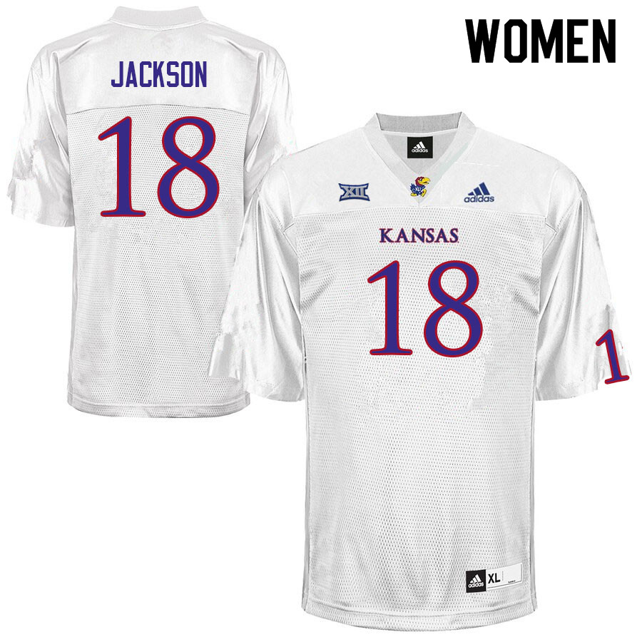 Women #18 Jack Jackson Kansas Jayhawks College Football Jerseys Sale-White